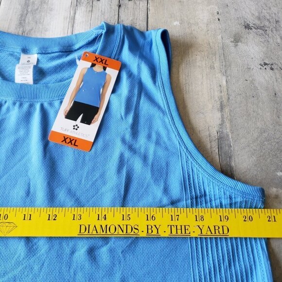 NWT - Tuff Athletics Blue Women's Seamless Crew Neck Stretch Tank Top – Size XXL - Picture 3 of 5